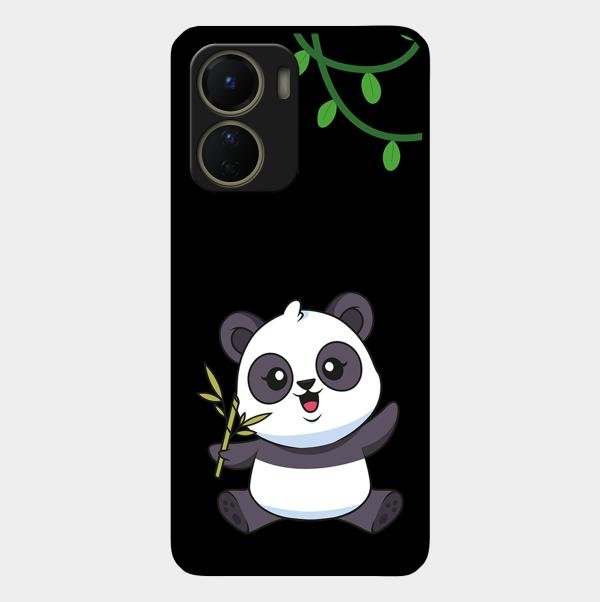 Black Panda Glass Phone Case For Vivo T2X 5G