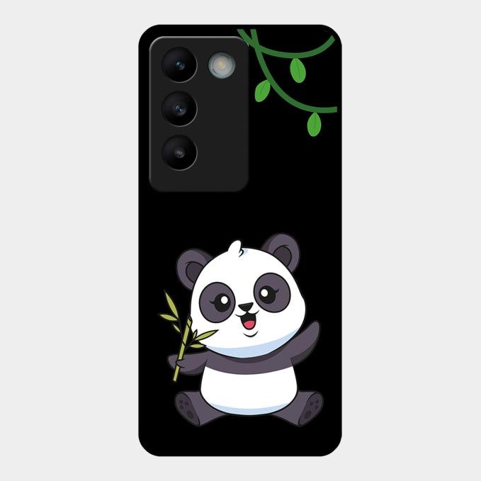 Black Panda Glass Phone Case For Vivo T3 5G