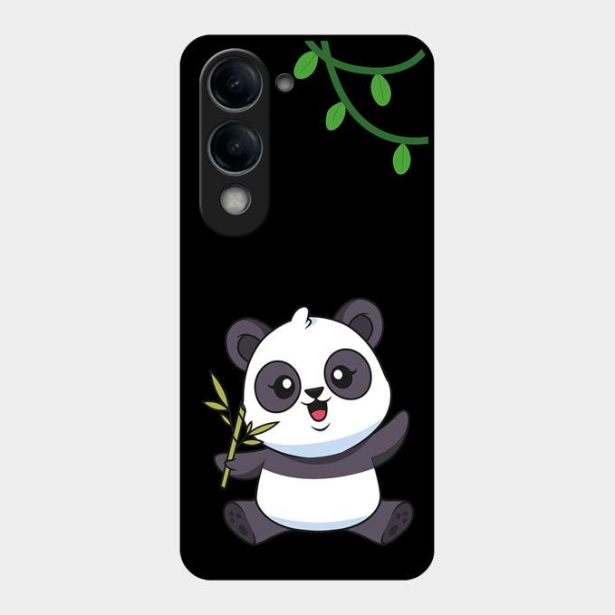 Black Panda Glass Phone Case For Vivo T4 Lite 5G