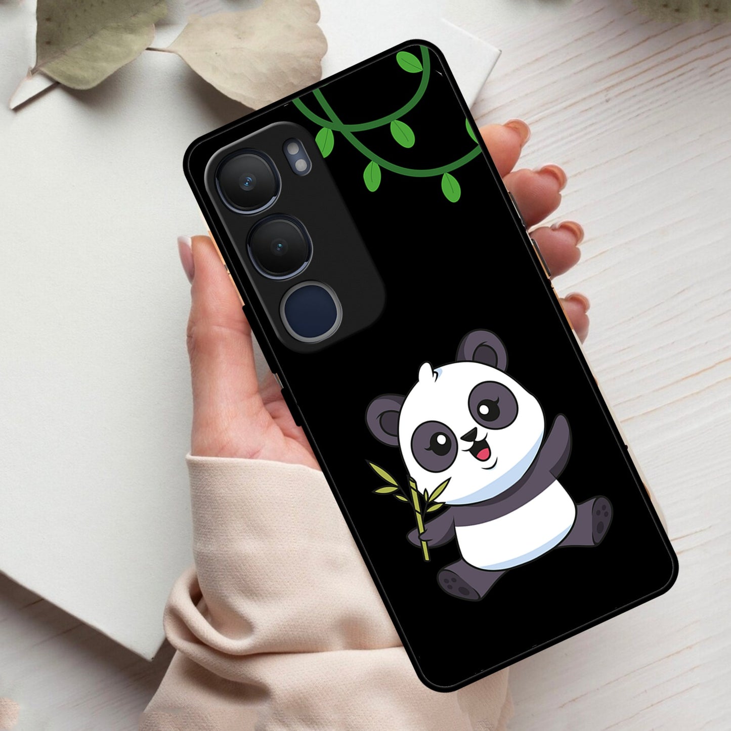 Black Panda Glass Phone Case For Vivo