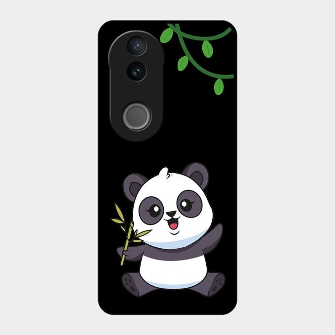 Black Panda Glass Phone Case For Vivo T4R 5G