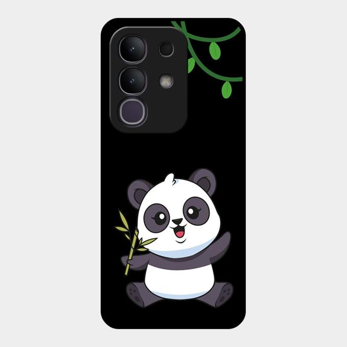 Black Panda Glass Phone Case For Vivo T4X 5G