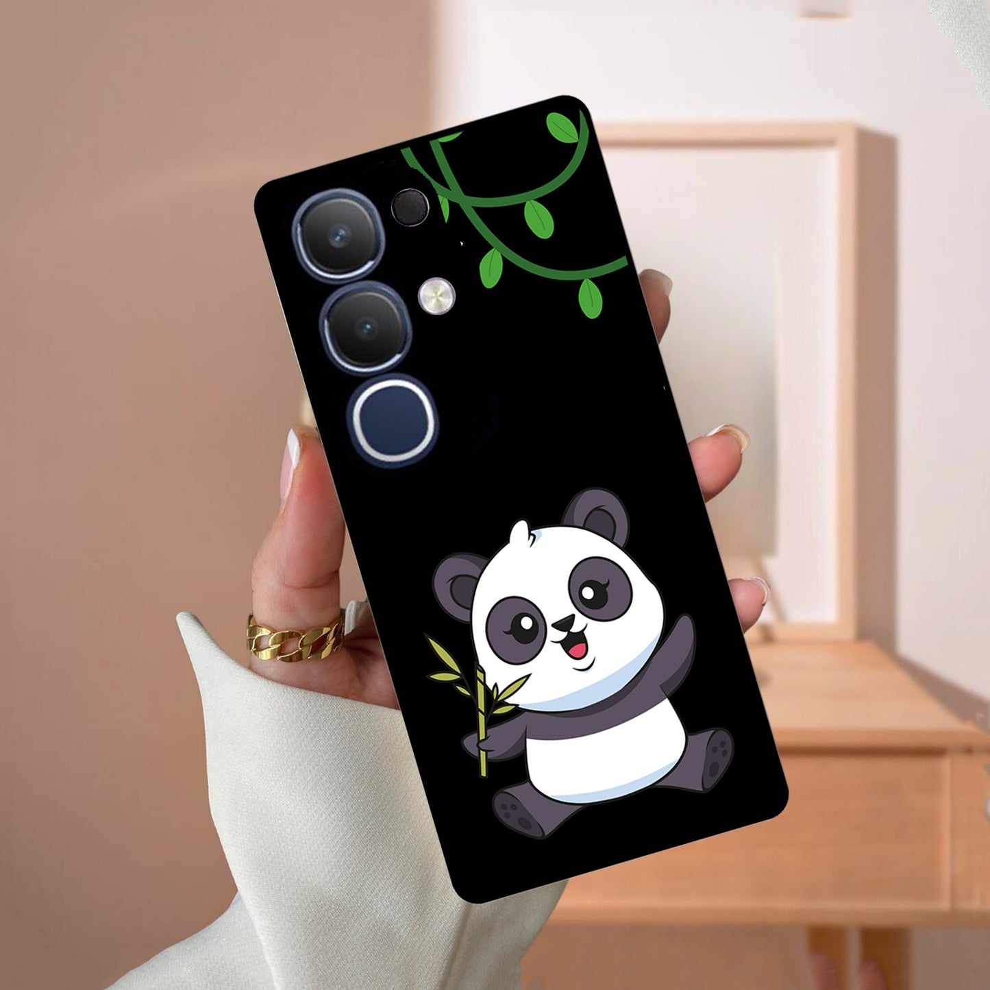 Black Panda Glass Phone Case For Vivo