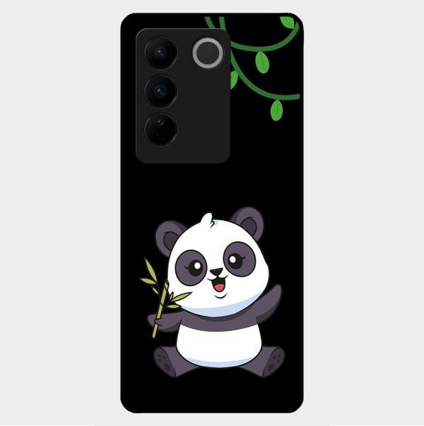 Black Panda Glass Phone Case For Vivo V27 5G