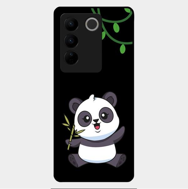 Black Panda Glass Phone Case For Vivo V27 Pro 5G