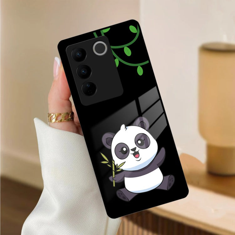 Black Panda Glass Phone Case For Vivo