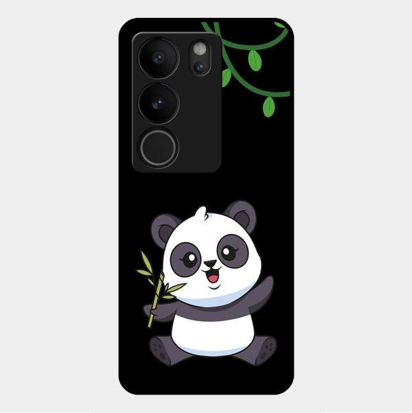 Black Panda Glass Phone Case For Vivo V29 5G