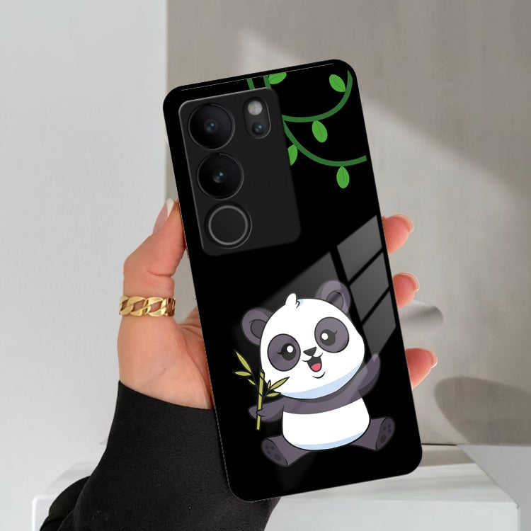 Black Panda Glass Phone Case For Vivo