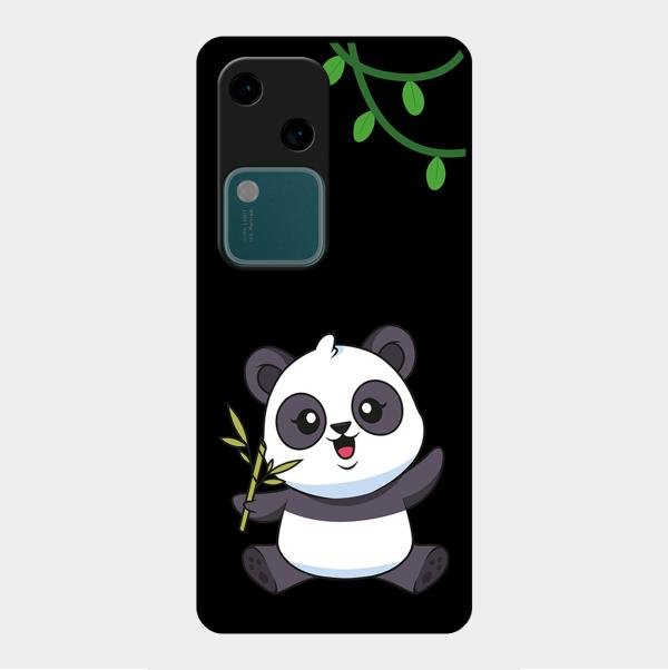 Black Panda Glass Phone Case For Vivo V30 5G