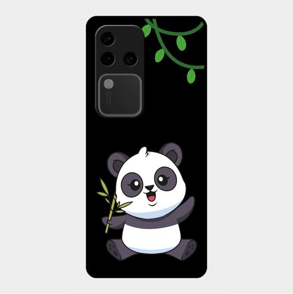 Black Panda Glass Phone Case For Vivo V30 Pro 5G