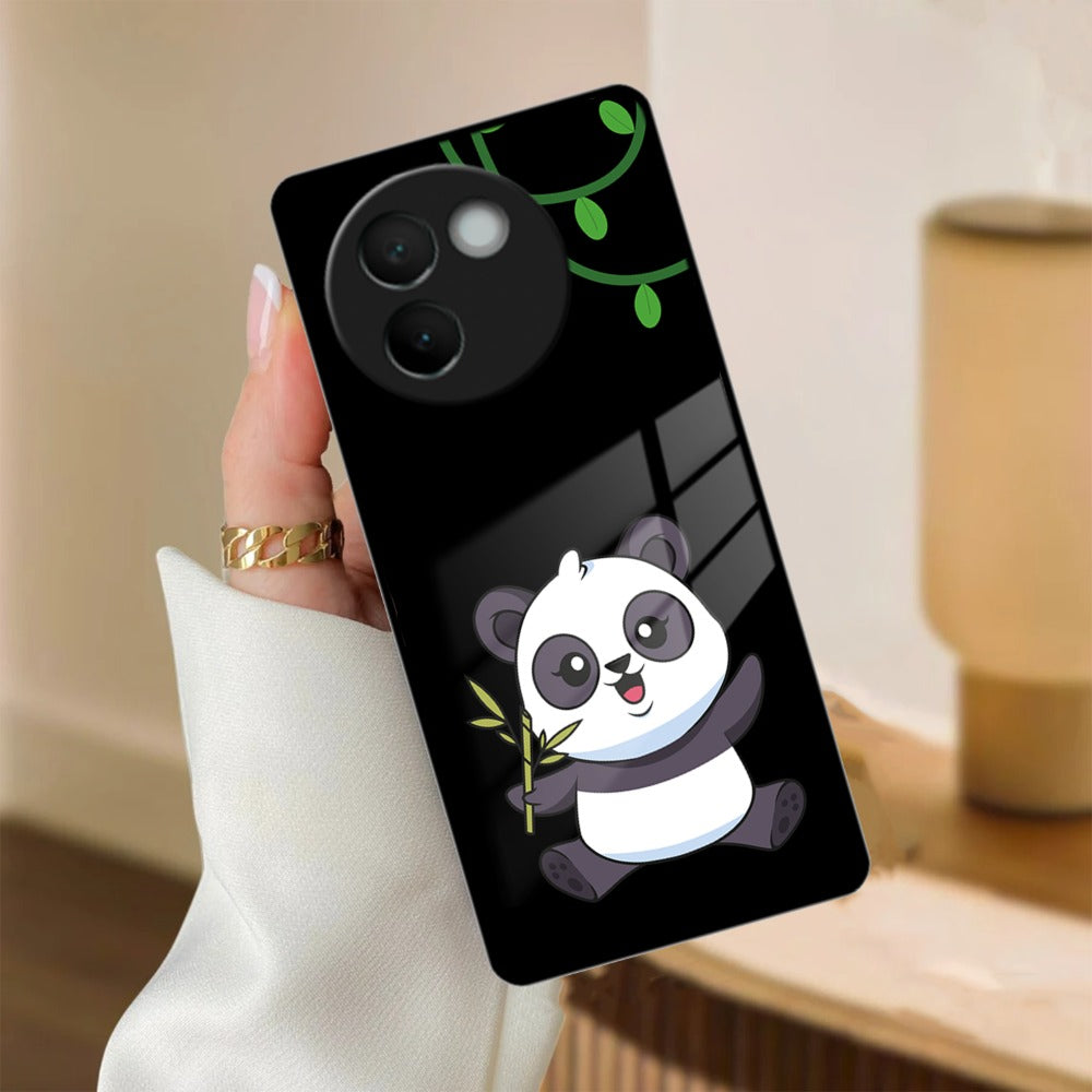 Black Panda Glass Phone Case For Vivo