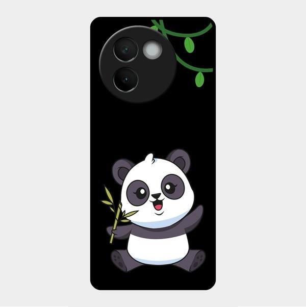 Black Panda Glass Phone Case For Vivo V30E 5G