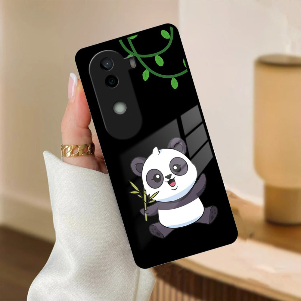 Black Panda Glass Phone Case For Vivo