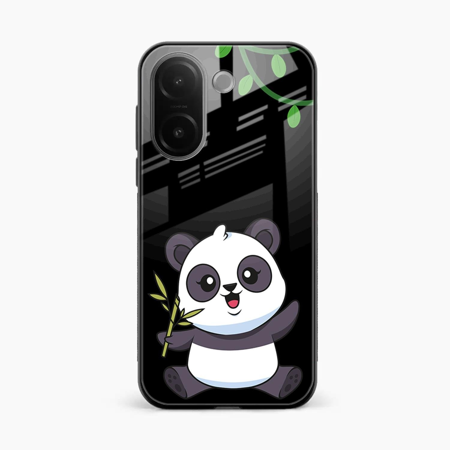 Black Panda Glass Phone Case For Vivo V60e 5G