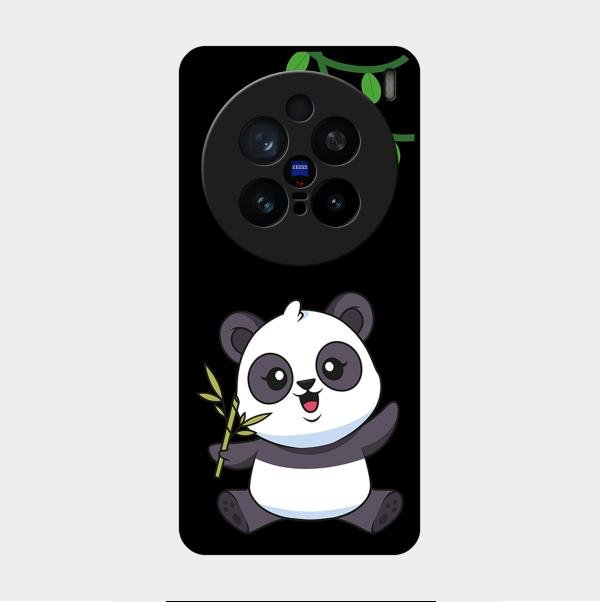 Black Panda Glass Phone Case For Vivo X200 Pro 5G
