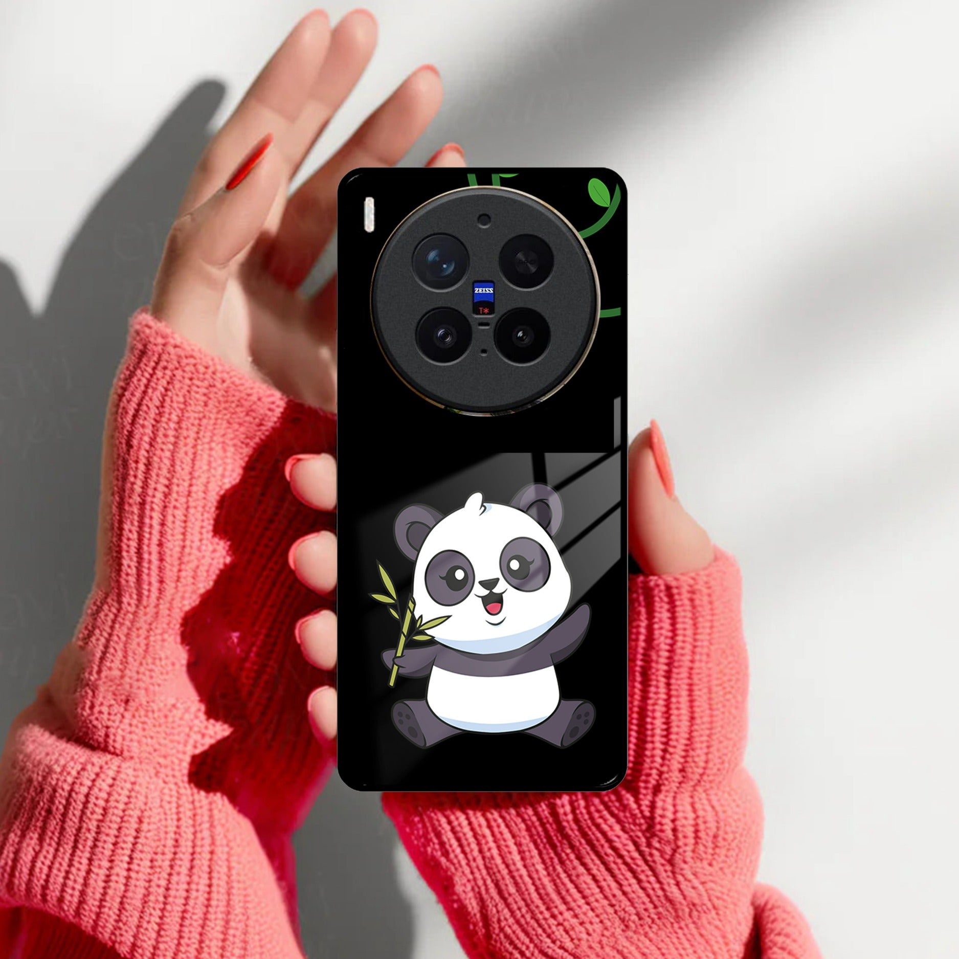 Black Panda Glass Phone Case For Vivo