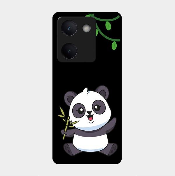 Black Panda Glass Phone Case For Vivo Y200 Pro 5G