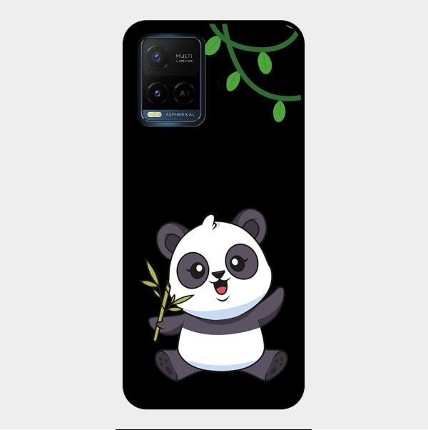 Black Panda Glass Phone Case For Vivo Y21E