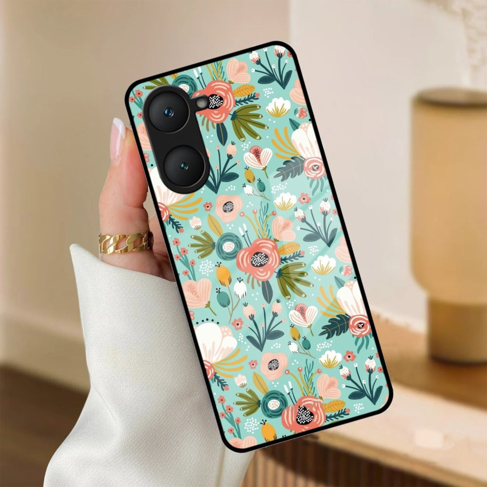 Bloom Carnival Glass Case Cover For iQOO