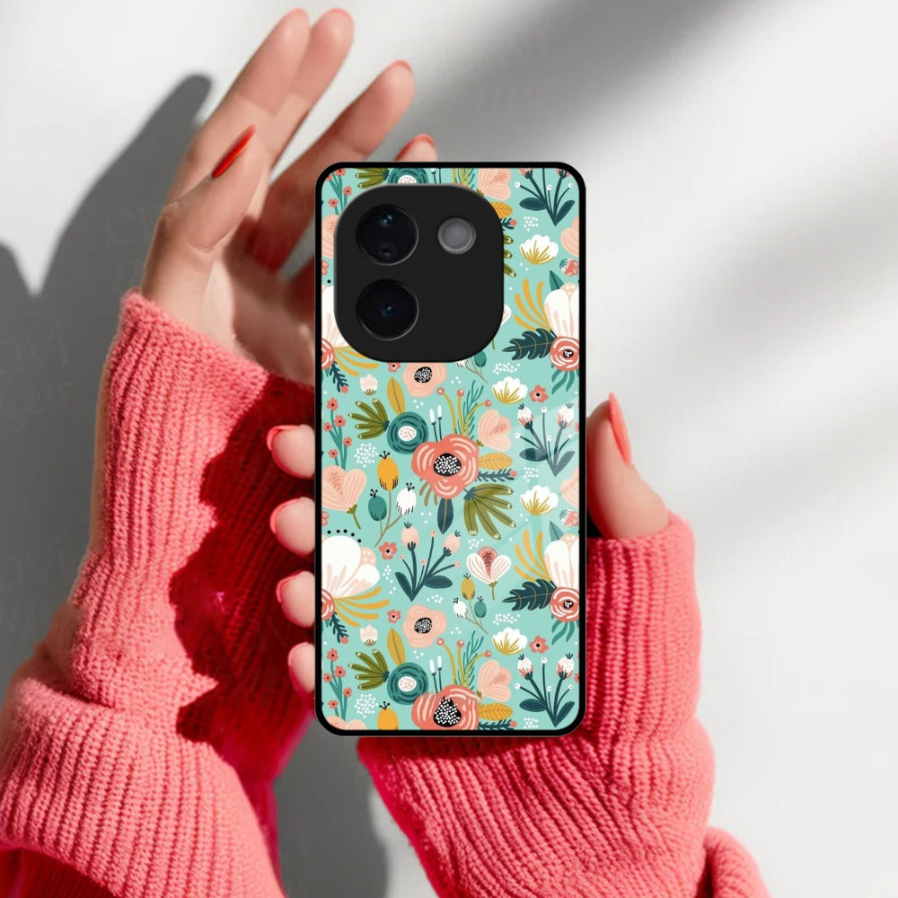 Bloom Carnival Glass Case Cover For iQOO