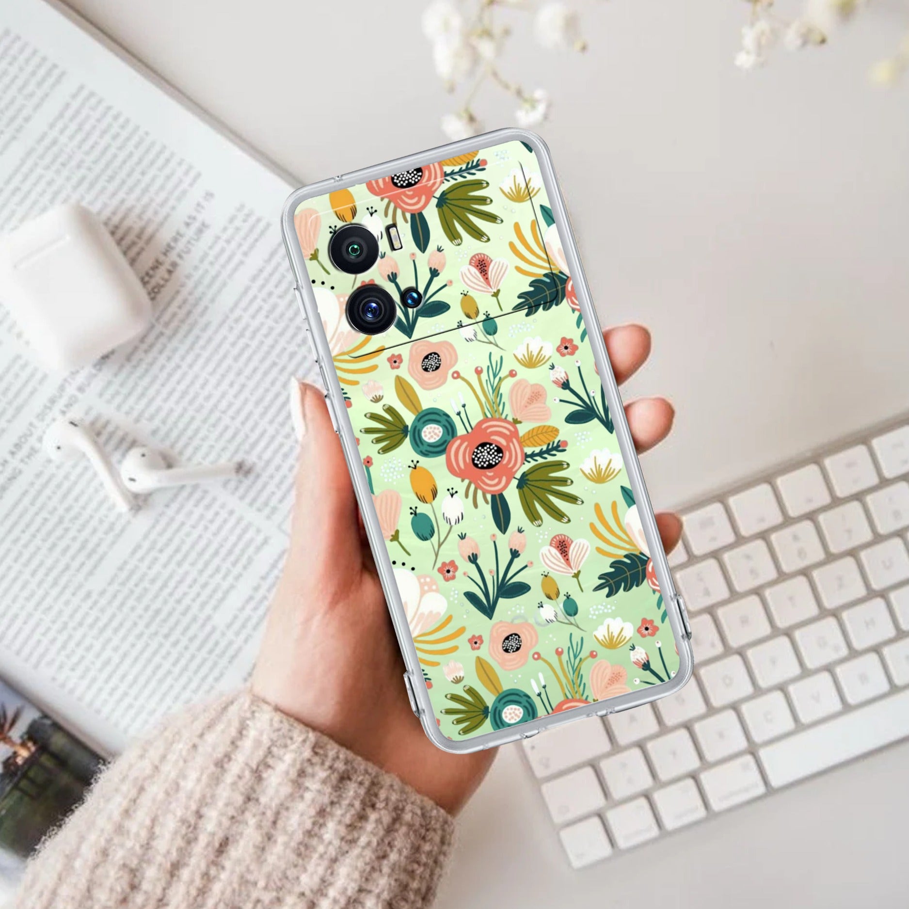 Bloom Carnival Transparent silicon case For iQOO Neo 7 Pro 5G
