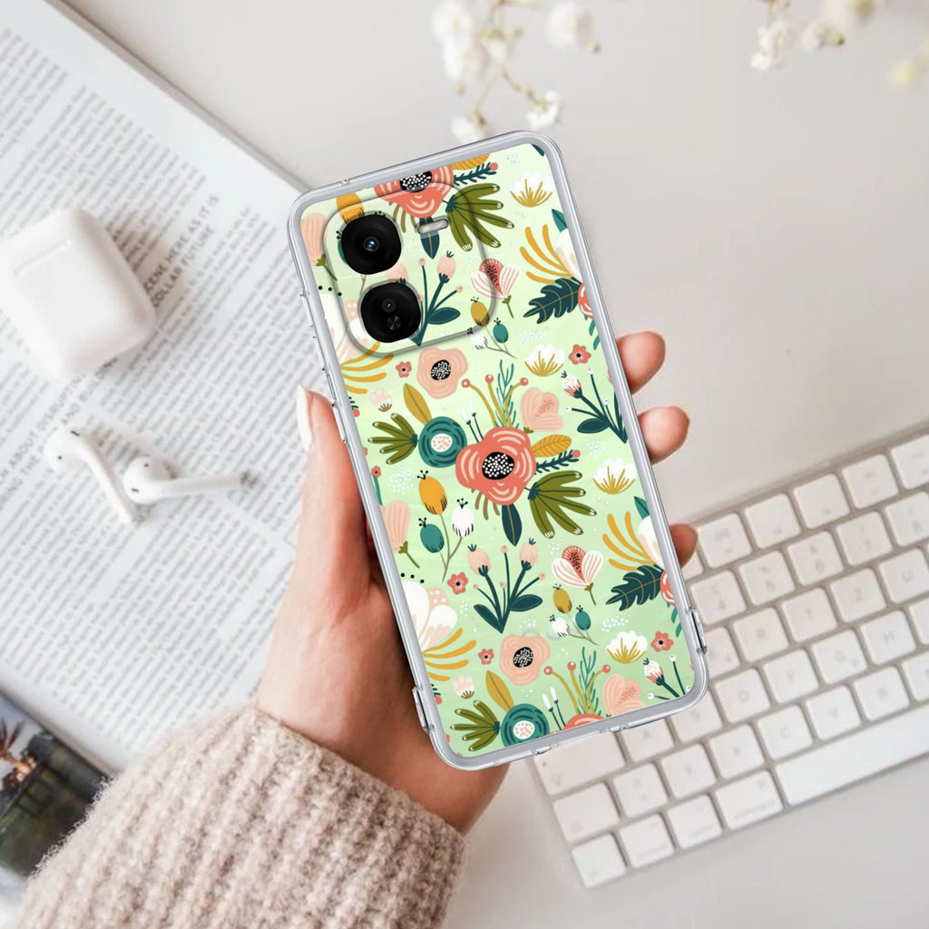 Bloom Carnival Transparent silicon case For iQOO Z9x 5G