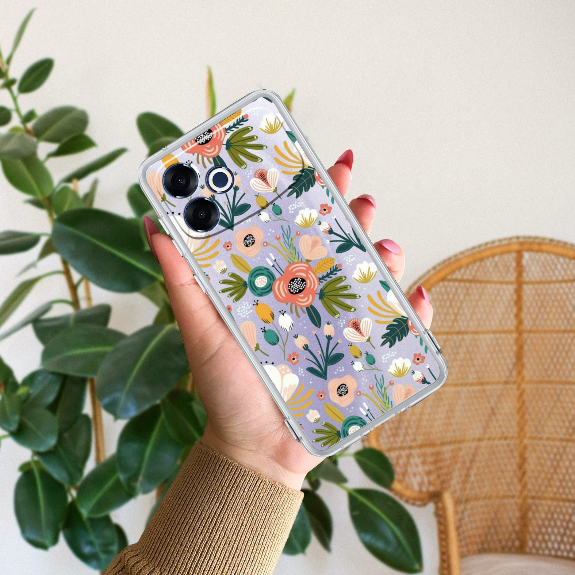 Bloom Carnival Transparent silicon case For Oppo F33 Pro 5G