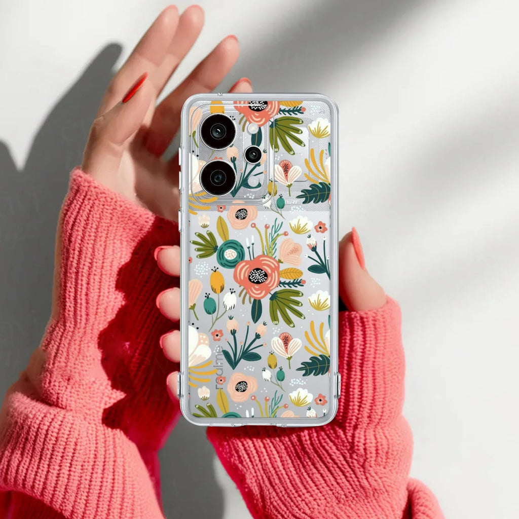 Bloom Carnival Transparent silicon case For Realme GT 6 5G