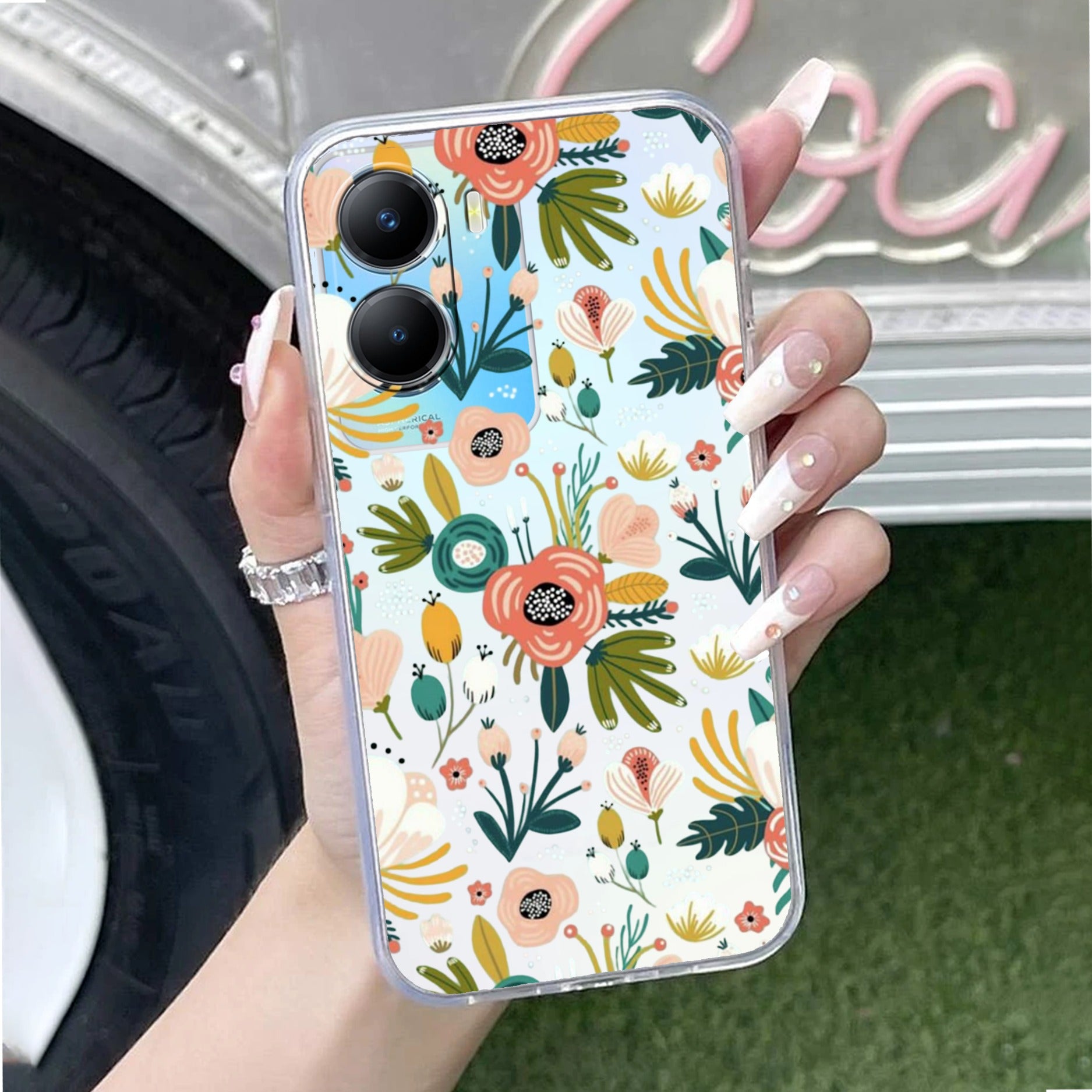 Bloom Carnival Transparent silicon case For Vivo T2x 5G