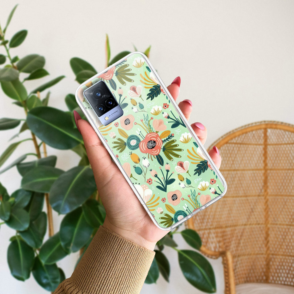 Bloom Carnival Transparent silicon case For Vivo V21 5G