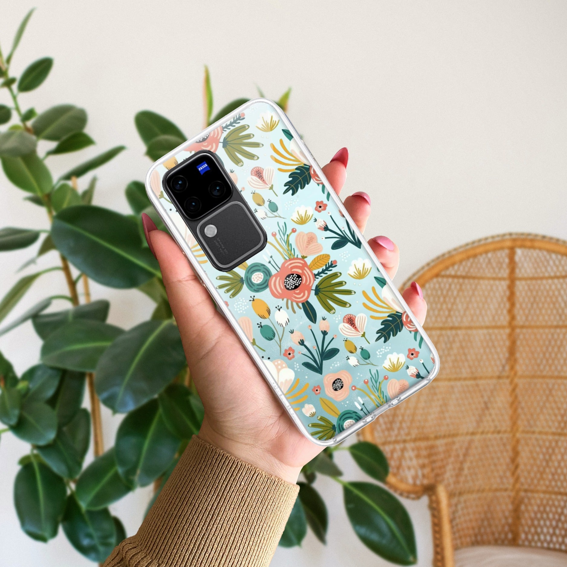 Bloom Carnival Transparent silicon case For Vivo V30 Pro 5G