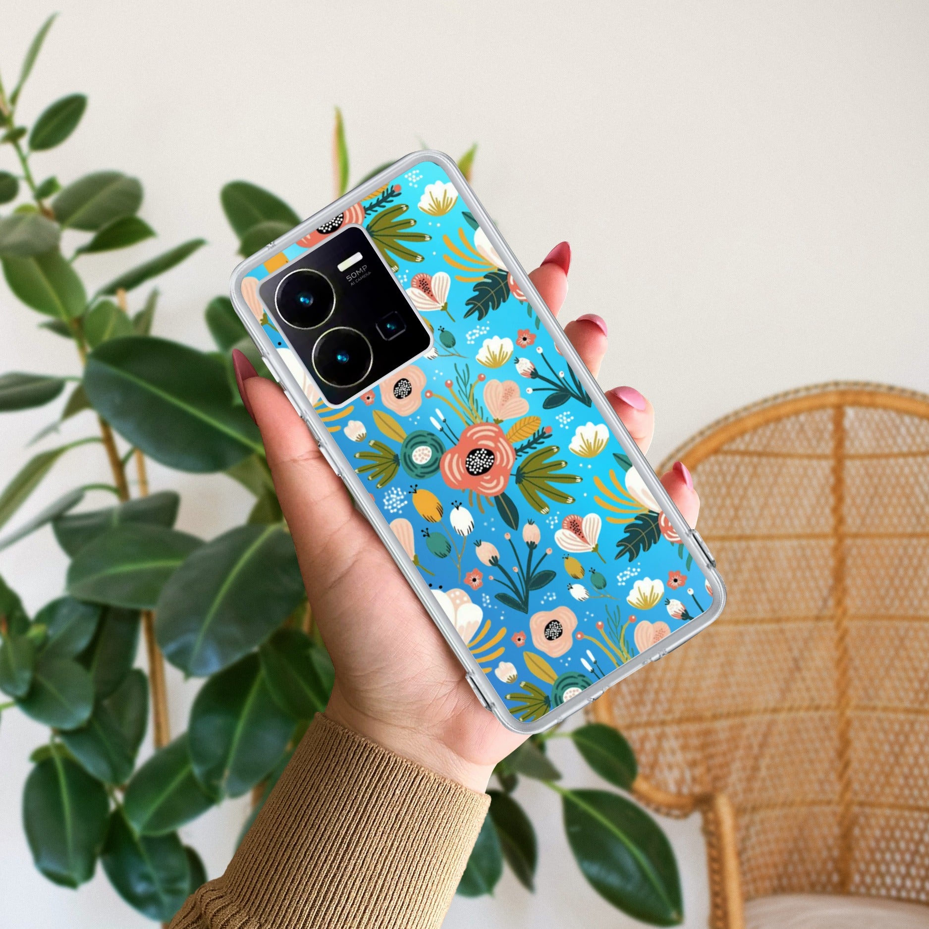 Bloom Carnival Transparent silicon case For Vivo Y35