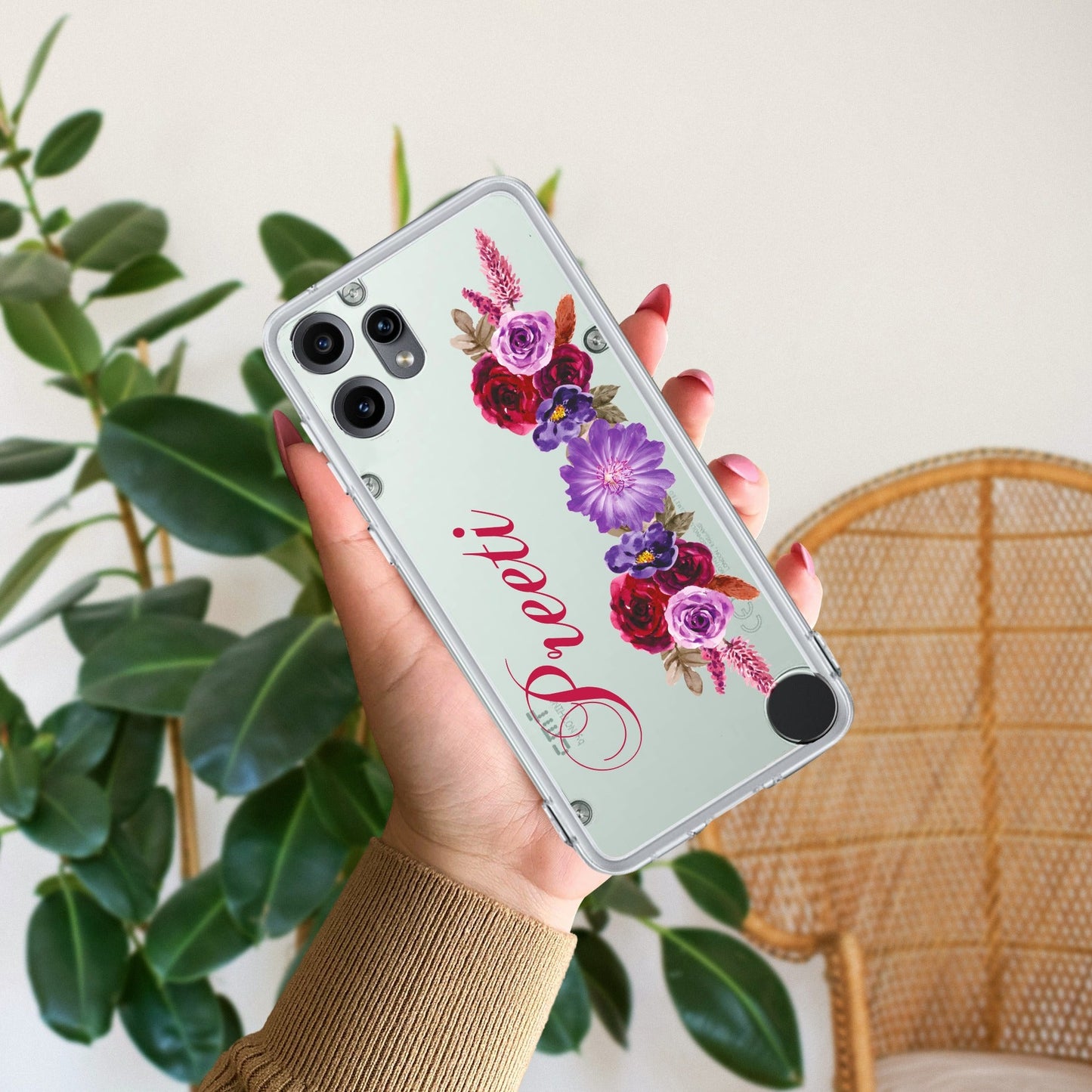 Blue Aster Floral Customize Transparent Silicon Case For Nothing