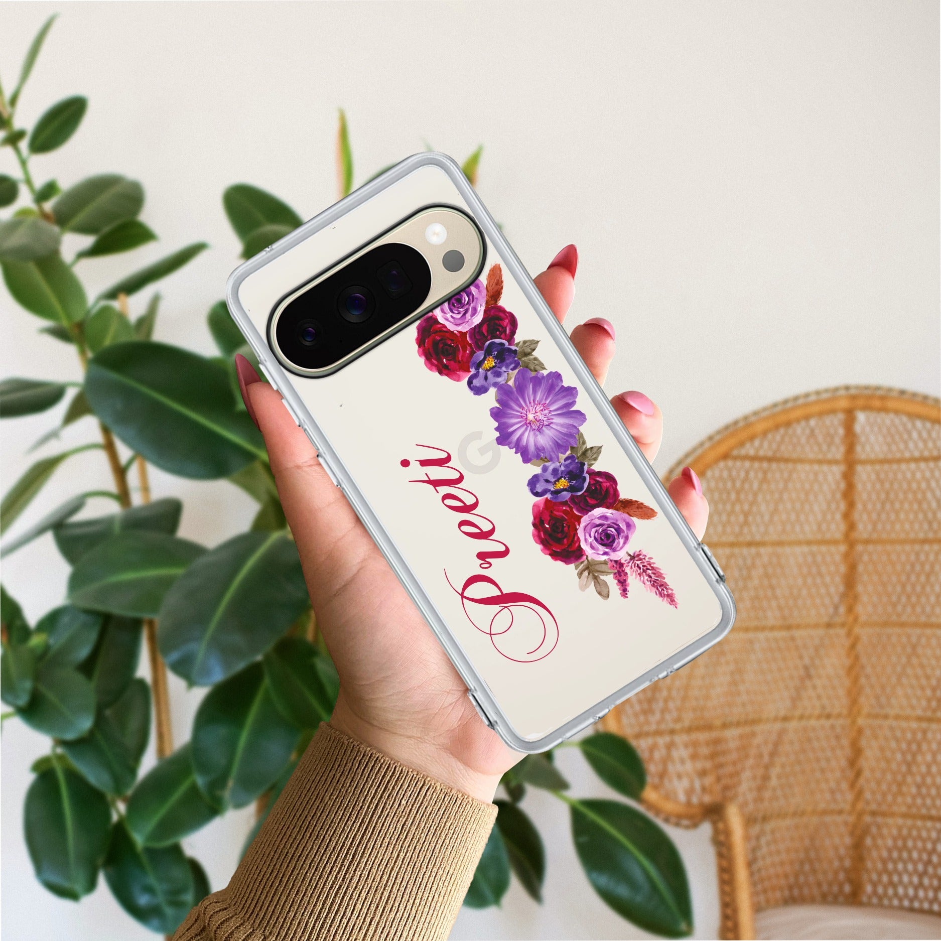 Blue Aster Floral Customize Transparent Silicon Case For Google - ShopOnCliQ