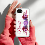 Blue Aster Floral Customize Anti Yellow Clear Case For iPhone 17e