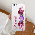 Blue Aster Floral Customize Anti Yellow Clear Case For iPhone 7 / iPhone 8 / iPhone Se 2020