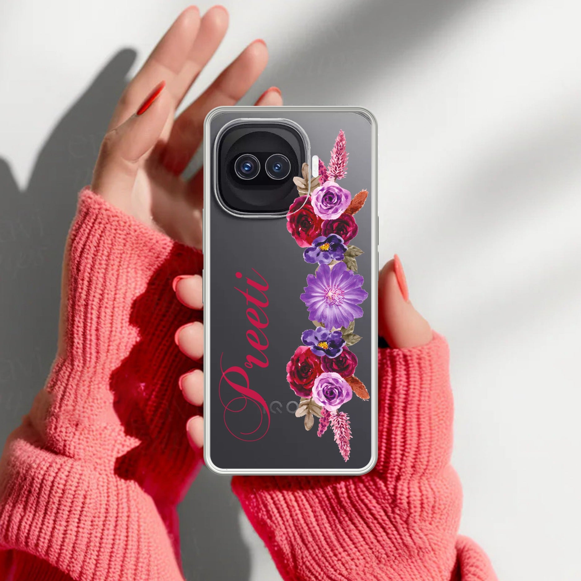 Blue Aster Floral Customize Transparent Silicon Case For iQOO 15R 5G