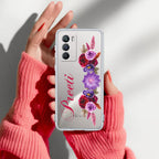 Blue Aster Floral Customize Transparent Silicon Case For iQOO 9 SE 5G