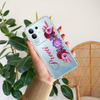 Blue Aster Floral Customize Transparent Silicon Case For iQOO - ShopOnCliQ