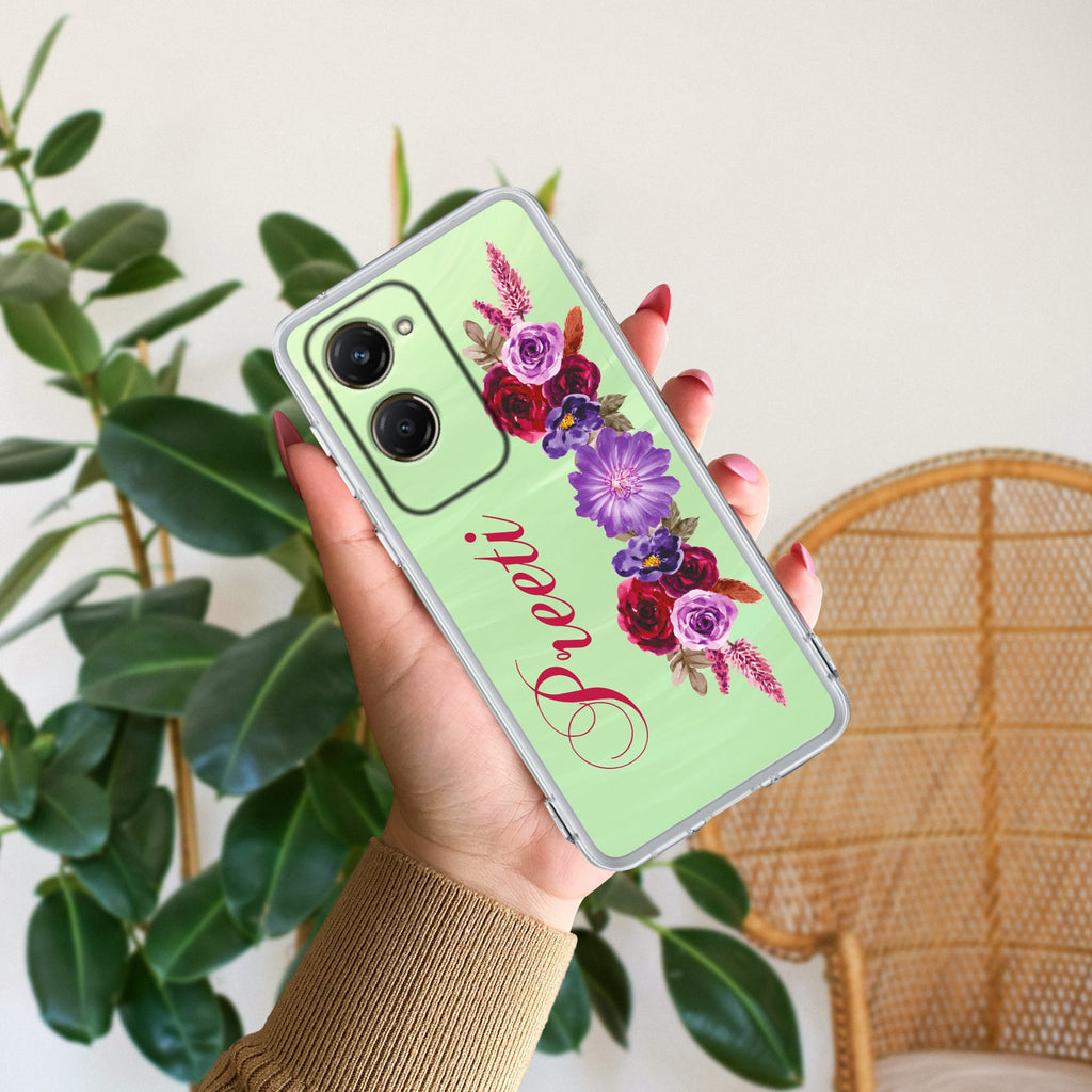 Blue Aster Floral Customize Anti Yellow Case For Vivo T3 Lite 5G