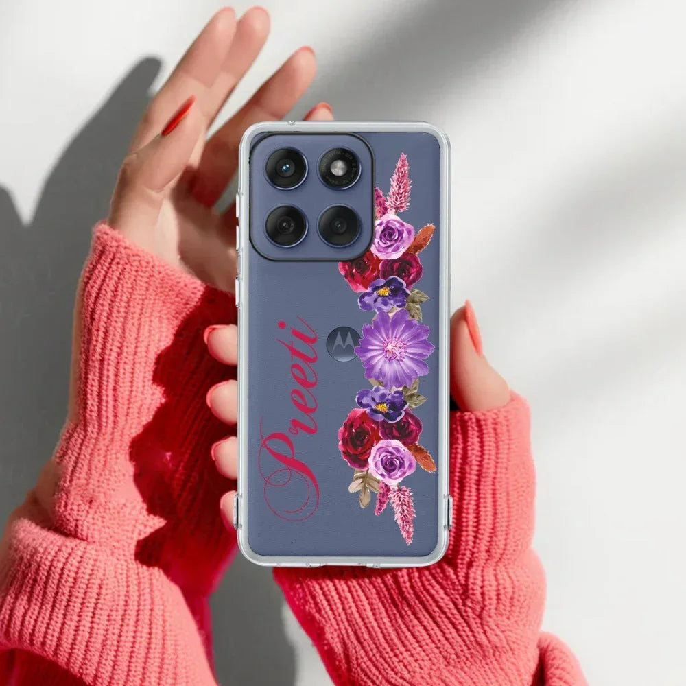 Blue Aster Floral Customize Anti Yellow Case For Motorola Edge 60 Pro 5G