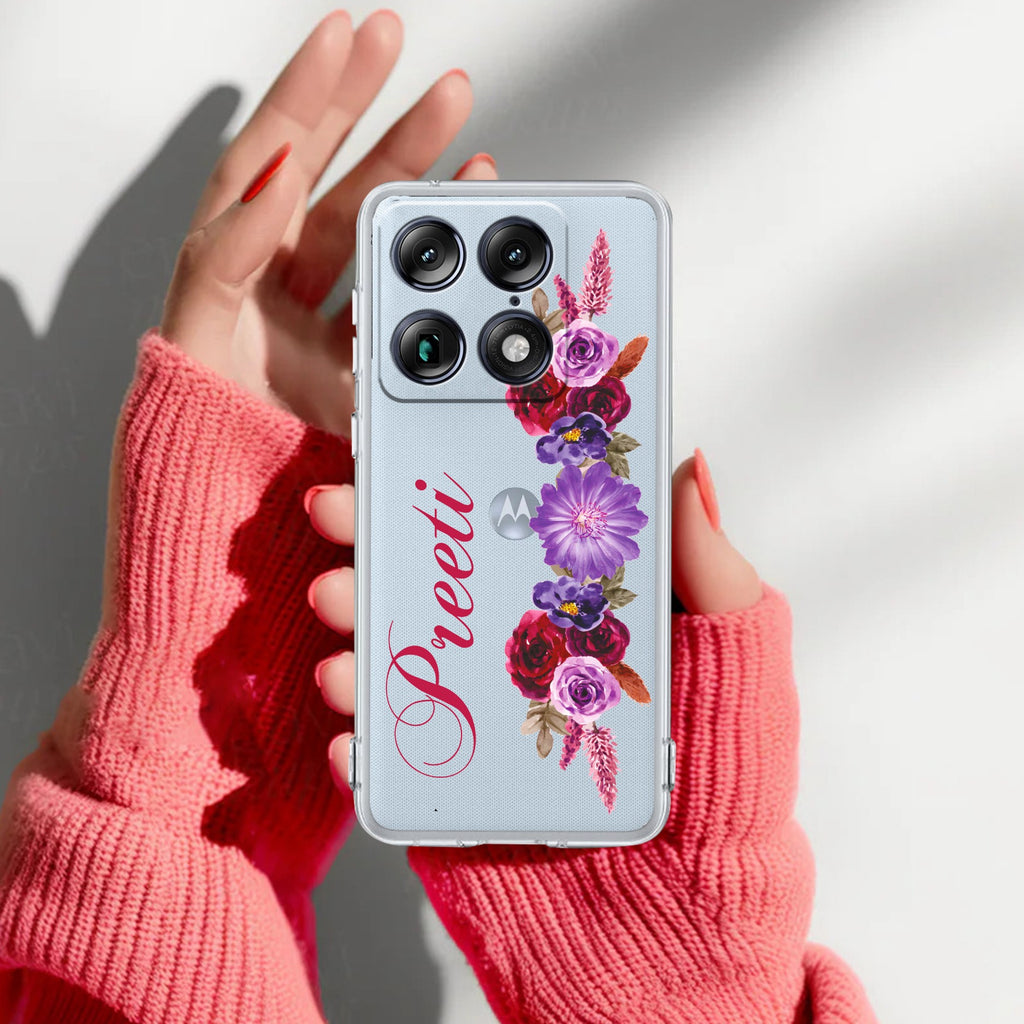 Blue Aster Floral Customize Anti Yellow Case For Motorola Signature 5G