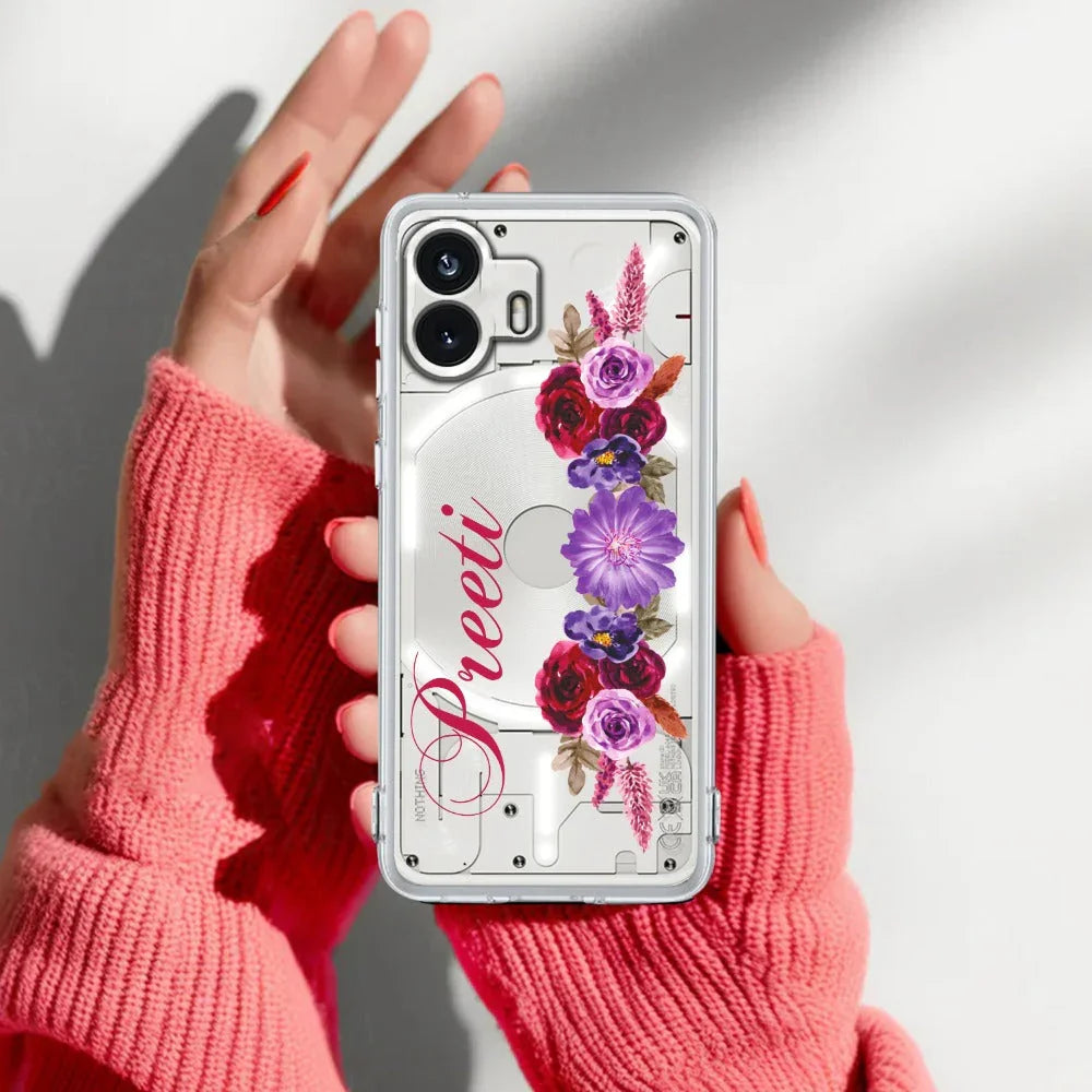 Blue Aster Floral Customize Transparent Silicon Case For Nothing - ShopOnCliQ