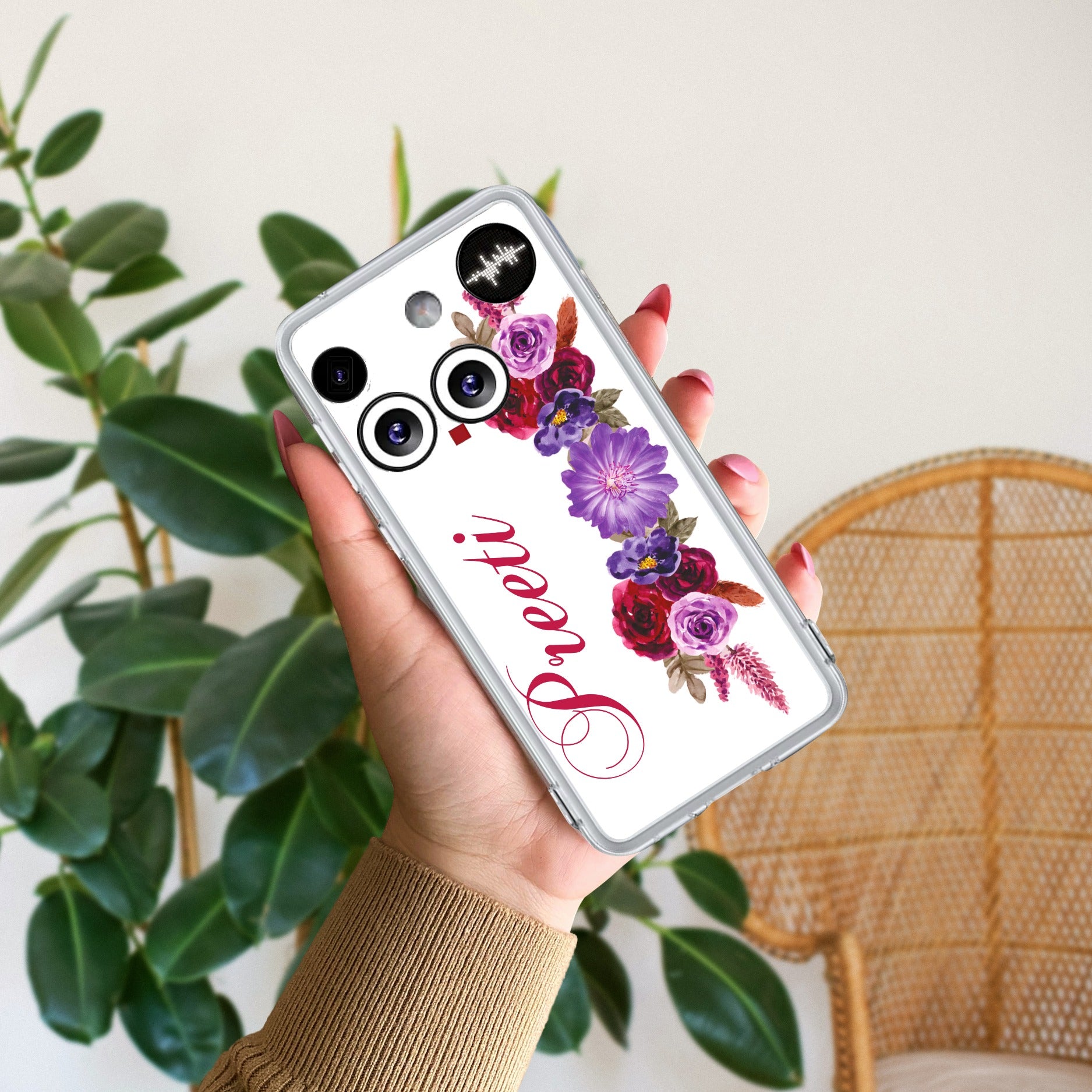 Blue Aster Floral Customize Anti Yellow Case For Nothing Phone 3