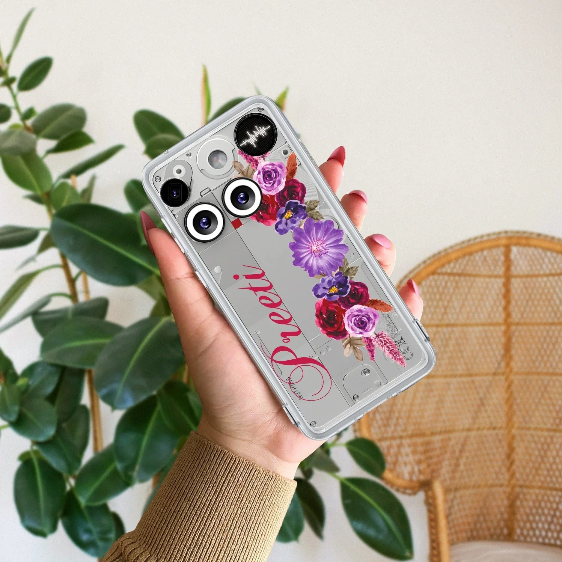 Blue Aster Floral Customize Transparent Silicon Case For Nothing - ShopOnCliQ