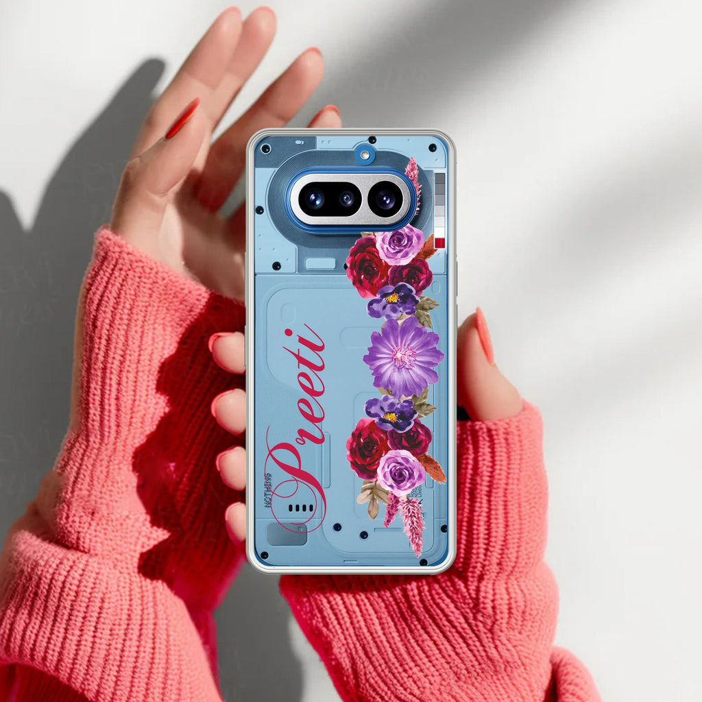 Blue Aster Floral Customize Anti Yellow Case For Nothing Phone 4A 5G