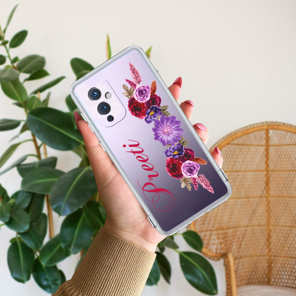 Blue Aster Floral Anti Yellow Case For OnePlus 9