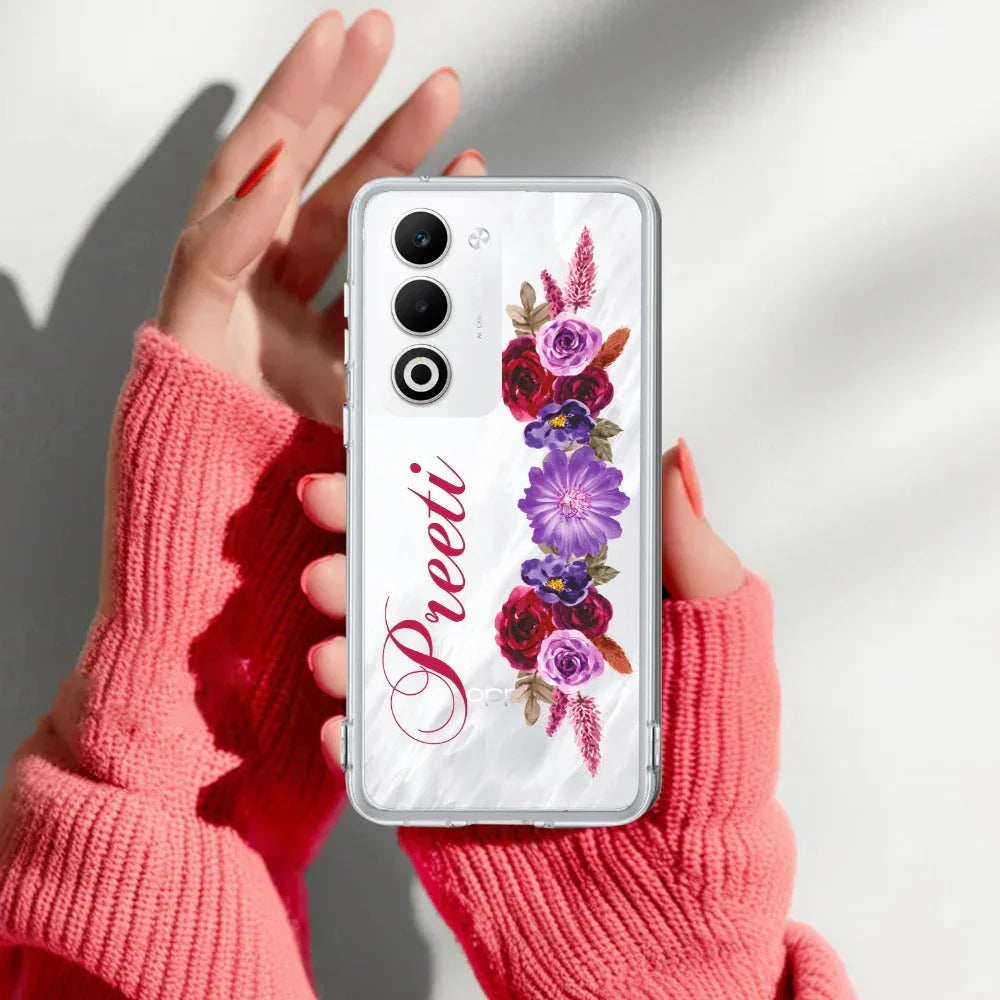 Blue Aster Floral Customize Anti Yellow Case For Oppo A5 5G
