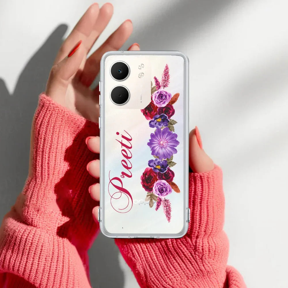 Blue Aster Floral Customize Transparent Silicon Case For Oppo - ShopOnCliQ