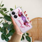 Blue Aster Floral Customize Anti Yellow Case For Oppo F25 Pro 5G